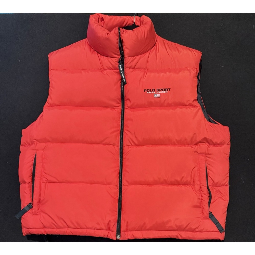 POLO SPORT RALPH LAUREN VINTAGE 90s PUFFER VEST FULL ZIP RED SIZE XL